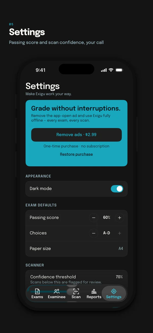 App Store screenshot: the Settings tab on iPhone